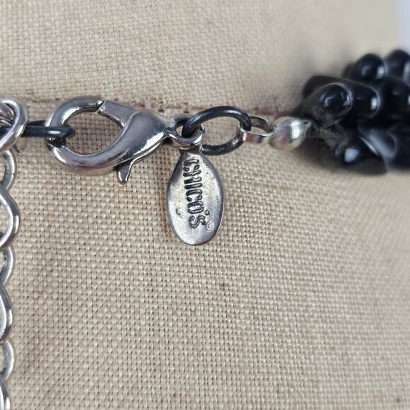 Chicos Oriental woman pendant double strand black stones - Picture 4 of 5